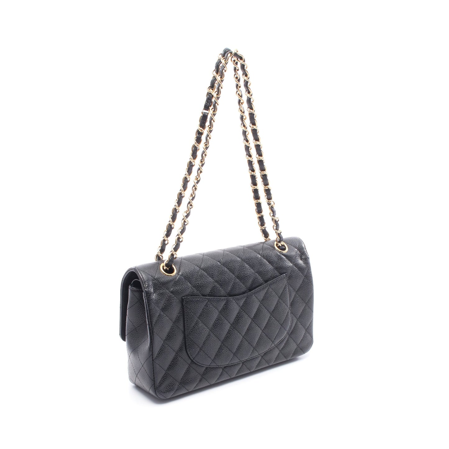 マトラッセ Wフラップ Wチェーンショルダーバッグ キャビアスキン ブラック ゴールド金具 シャネル バッグ CHANEL