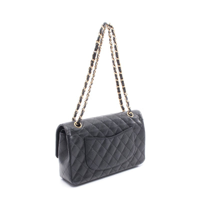 マトラッセ Wフラップ Wチェーンショルダーバッグ キャビアスキン ブラック ゴールド金具 シャネル バッグ CHANEL