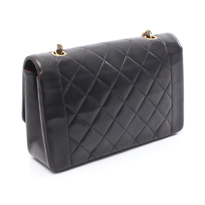 マトラッセ ダイアナフラップ チェーンショルダーバッグ ラムスキン ブラック ゴールド金具 シャネル バッグ CHANEL