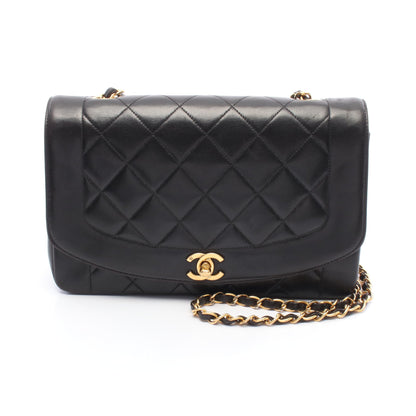 マトラッセ ダイアナフラップ チェーンショルダーバッグ ラムスキン ブラック ゴールド金具 シャネル バッグ CHANEL