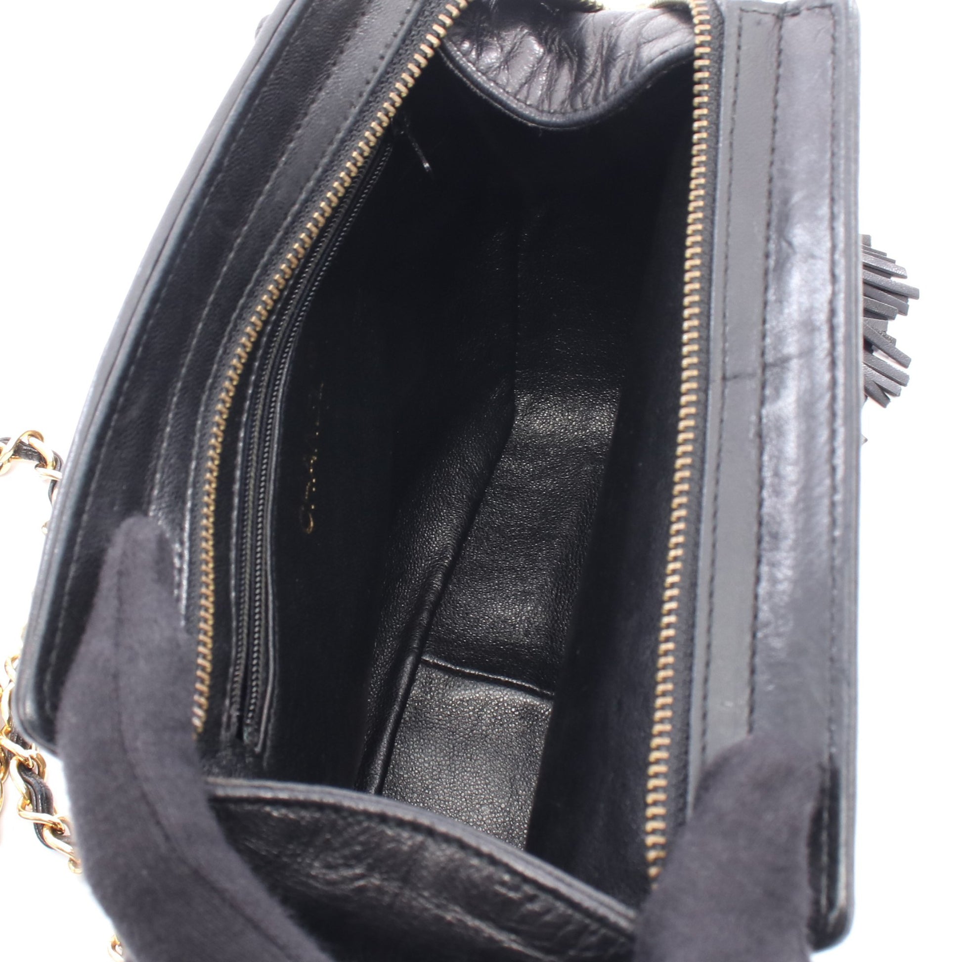 ココマーク ダイヤステッチ チェーンショルダーバッグ ラムスキン ブラック ゴールド金具 シャネル バッグ CHANEL