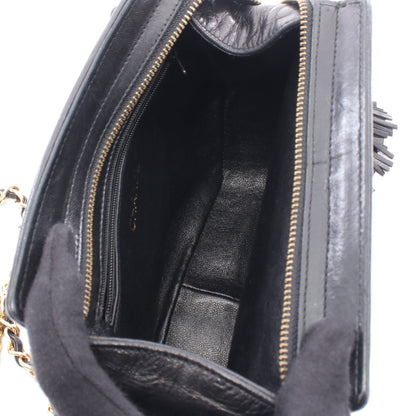 ココマーク ダイヤステッチ チェーンショルダーバッグ ラムスキン ブラック ゴールド金具 シャネル バッグ CHANEL