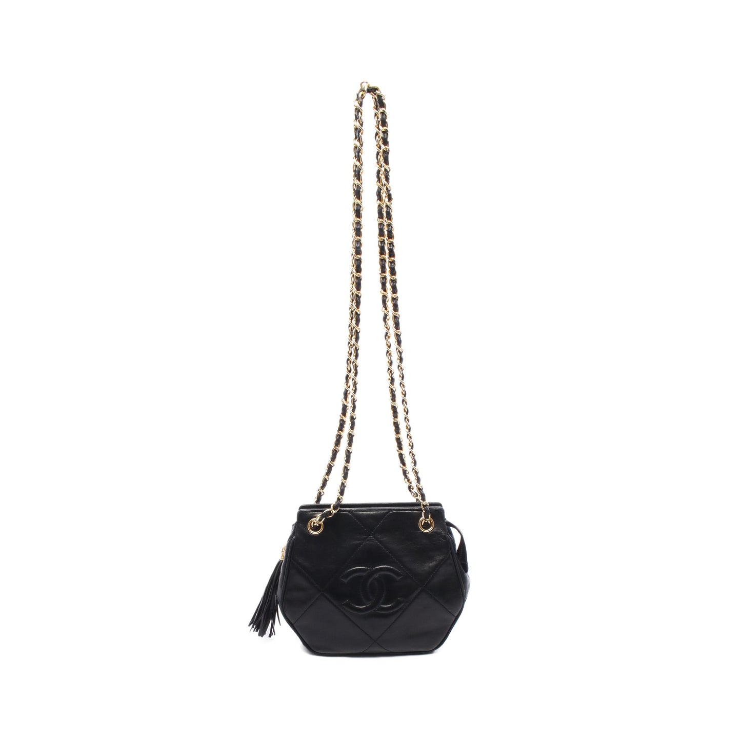 ココマーク ダイヤステッチ チェーンショルダーバッグ ラムスキン ブラック ゴールド金具 シャネル バッグ CHANEL