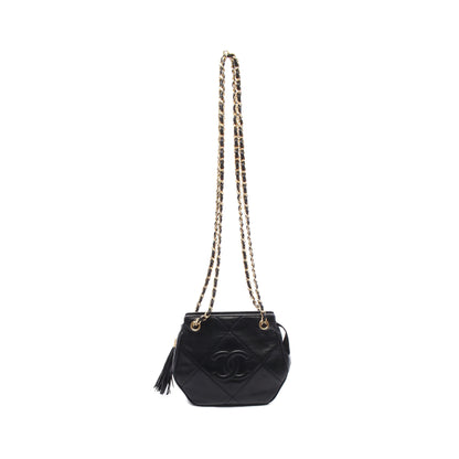 ココマーク ダイヤステッチ チェーンショルダーバッグ ラムスキン ブラック ゴールド金具 シャネル バッグ CHANEL