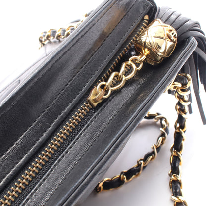 ココマーク ダイヤステッチ チェーンショルダーバッグ ラムスキン ブラック ゴールド金具 シャネル バッグ CHANEL
