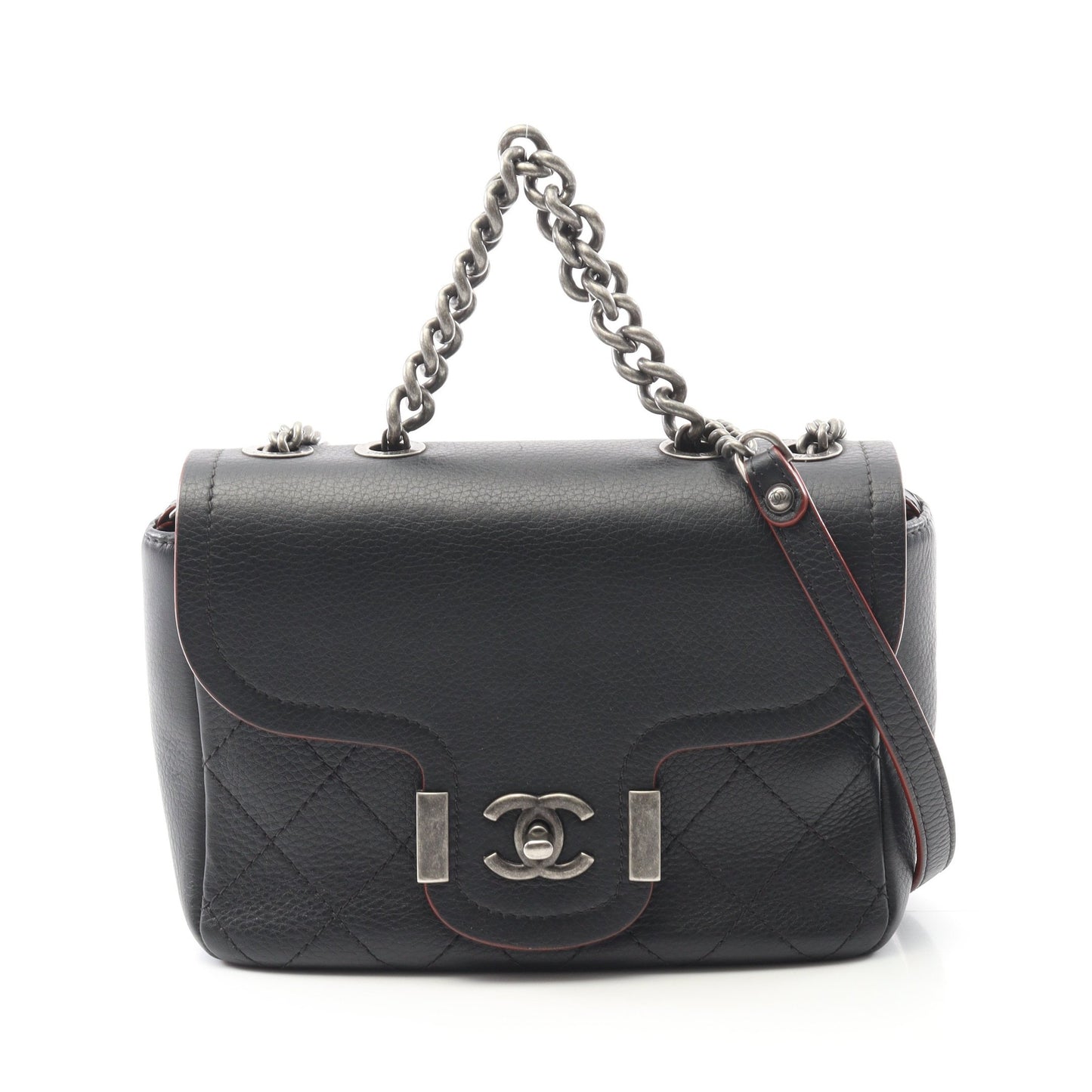 マトラッセ チェーンショルダーバッグ レザー ダークネイビー ゴールド金具 2WAY シャネル バッグ CHANEL