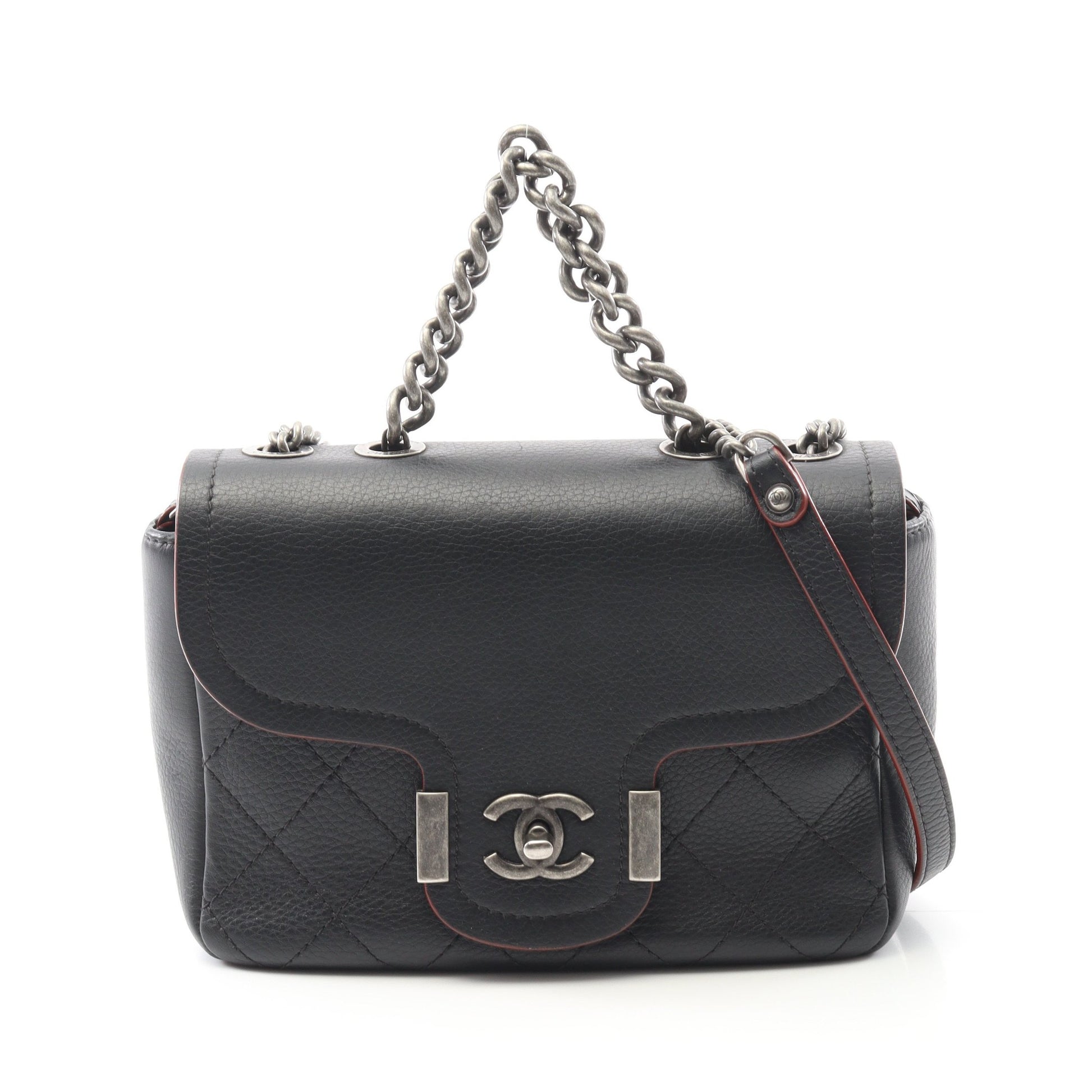マトラッセ チェーンショルダーバッグ レザー ダークネイビー ゴールド金具 2WAY シャネル バッグ CHANEL