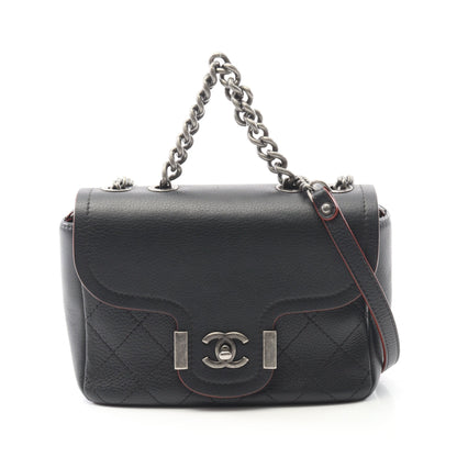マトラッセ チェーンショルダーバッグ レザー ダークネイビー ゴールド金具 2WAY シャネル バッグ CHANEL