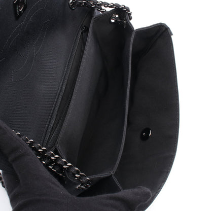 マトラッセ チェーンショルダーバッグ ラムスキン キャンバス ホワイト ブラック ブラック金具 シャネル バッグ CHANEL