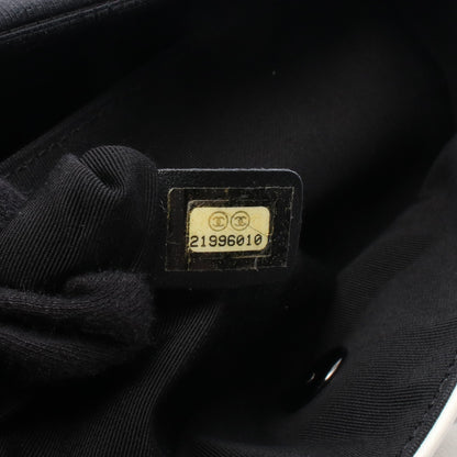 マトラッセ チェーンショルダーバッグ ラムスキン キャンバス ホワイト ブラック ブラック金具 シャネル バッグ CHANEL