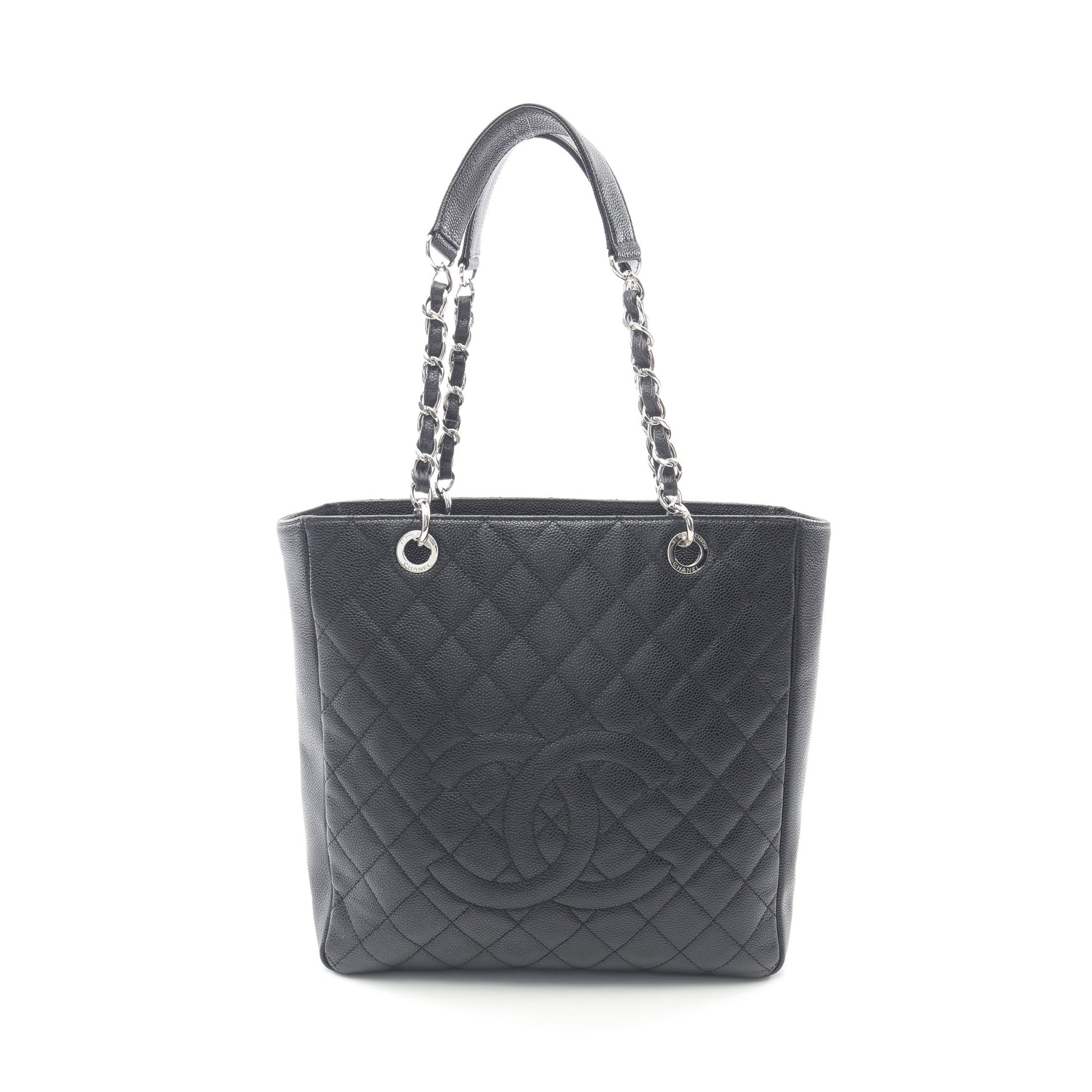 マトラッセ チェーンショルダーバッグ チェーントートバッグ キャビアスキン ブラック シルバー金具 シャネル バッグ CHANEL
