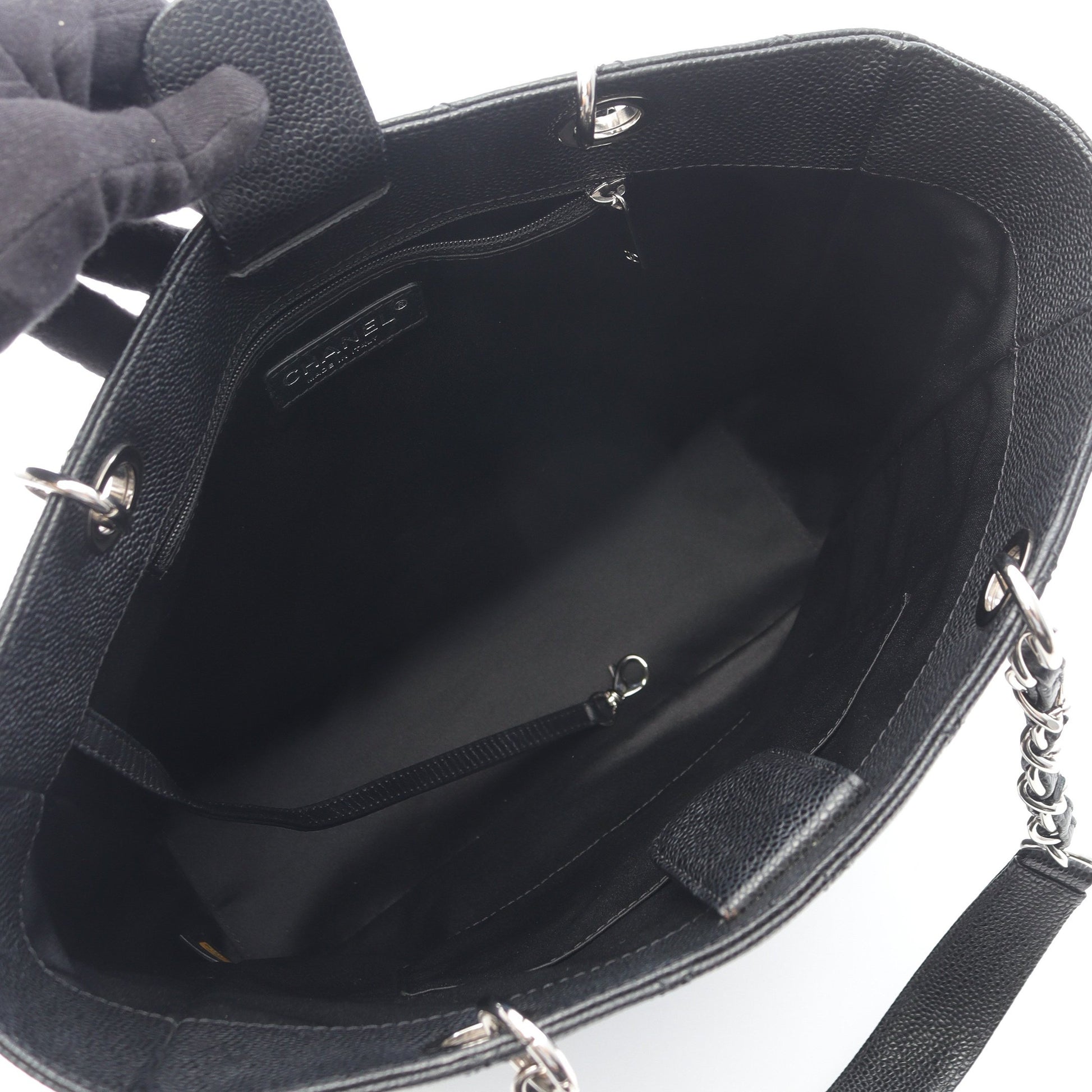 マトラッセ チェーンショルダーバッグ チェーントートバッグ キャビアスキン ブラック シルバー金具 シャネル バッグ CHANEL