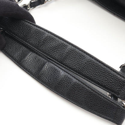 マトラッセ チェーンショルダーバッグ チェーントートバッグ キャビアスキン ブラック シルバー金具 シャネル バッグ CHANEL