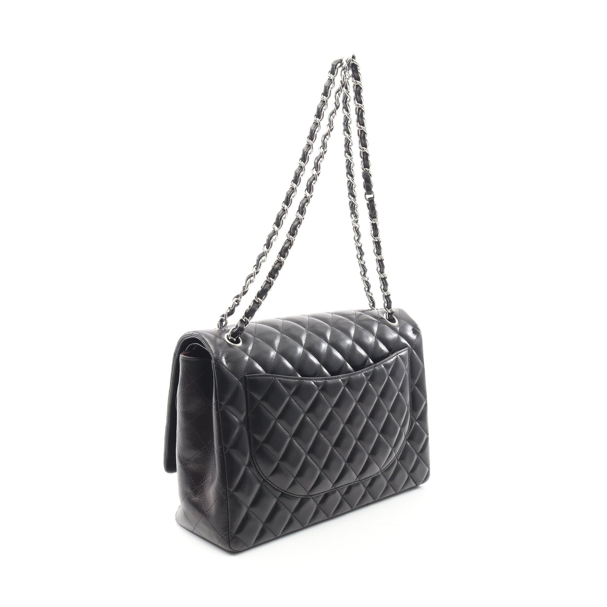 デカマトラッセ34 Wチェーンショルダーバッグ ラムスキン ブラック シルバー金具 シャネル バッグ CHANEL