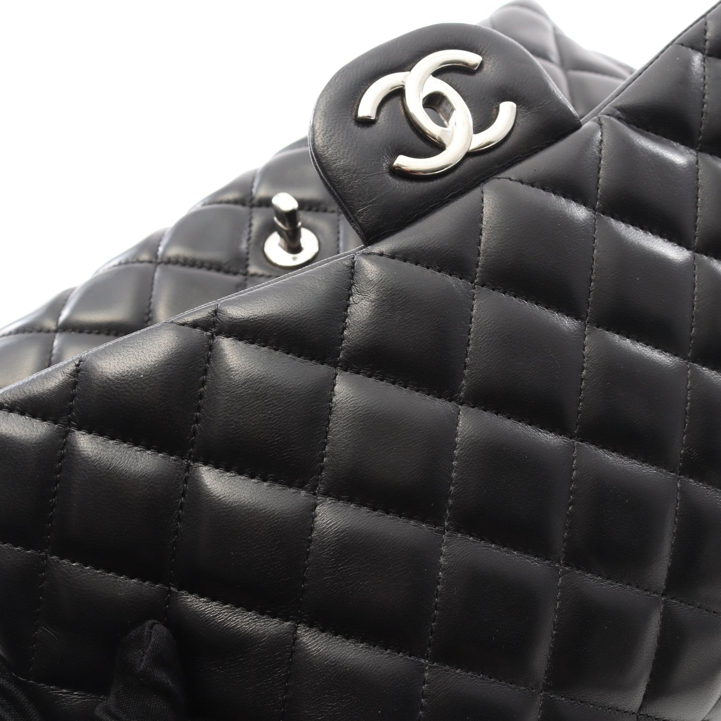 デカマトラッセ34 Wチェーンショルダーバッグ ラムスキン ブラック シルバー金具 シャネル バッグ CHANEL