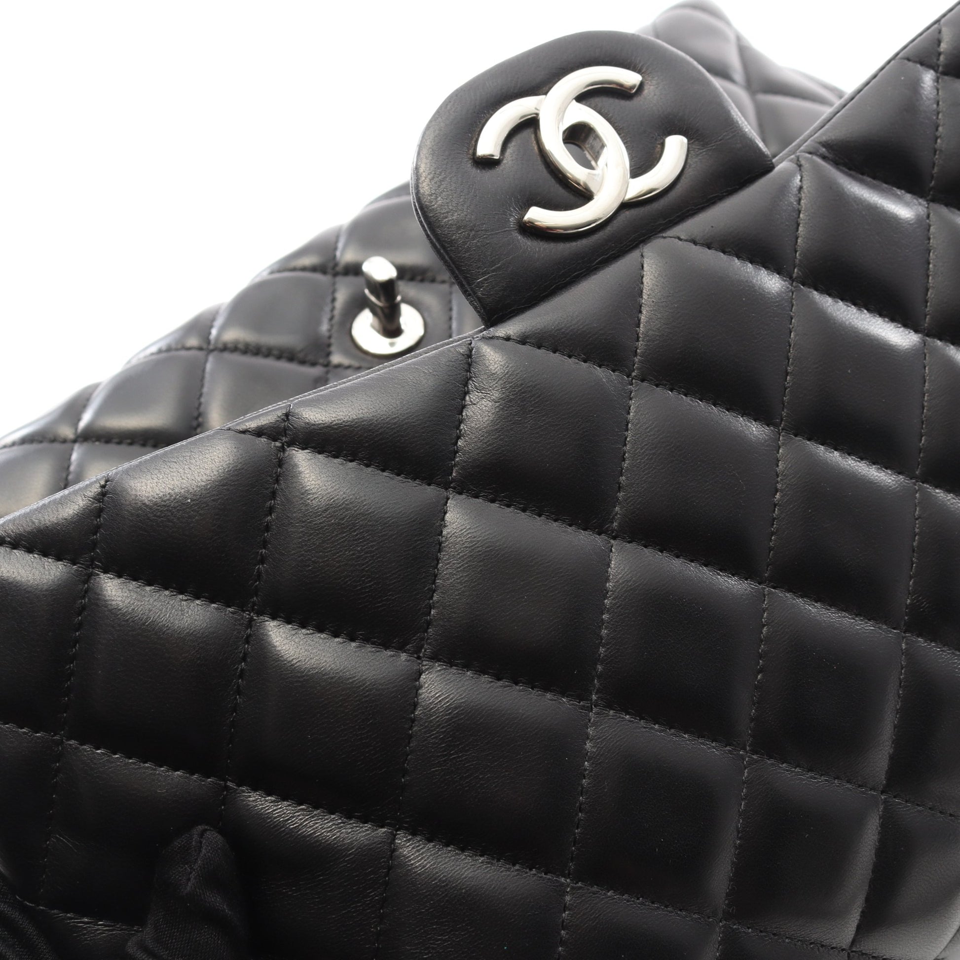 デカマトラッセ34 Wチェーンショルダーバッグ ラムスキン ブラック シルバー金具 シャネル バッグ CHANEL