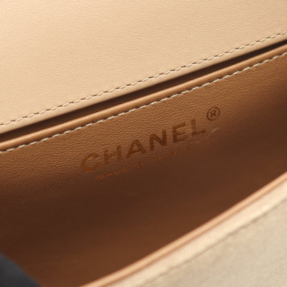 ボーイシャネル スモール チェーンショルダーバッグ ベロア ベージュ ゴールド金具 シャネル バッグ CHANEL