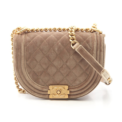ボーイシャネル スモール チェーンショルダーバッグ ベロア ベージュ ゴールド金具 シャネル バッグ CHANEL