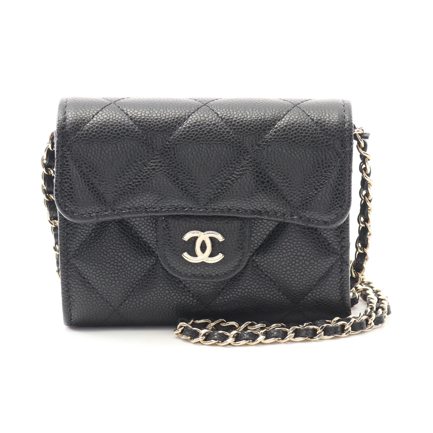 マトラッセ チェーンウォレット キャビアスキン ブラック ゴールド金具 シャネル バッグ CHANEL