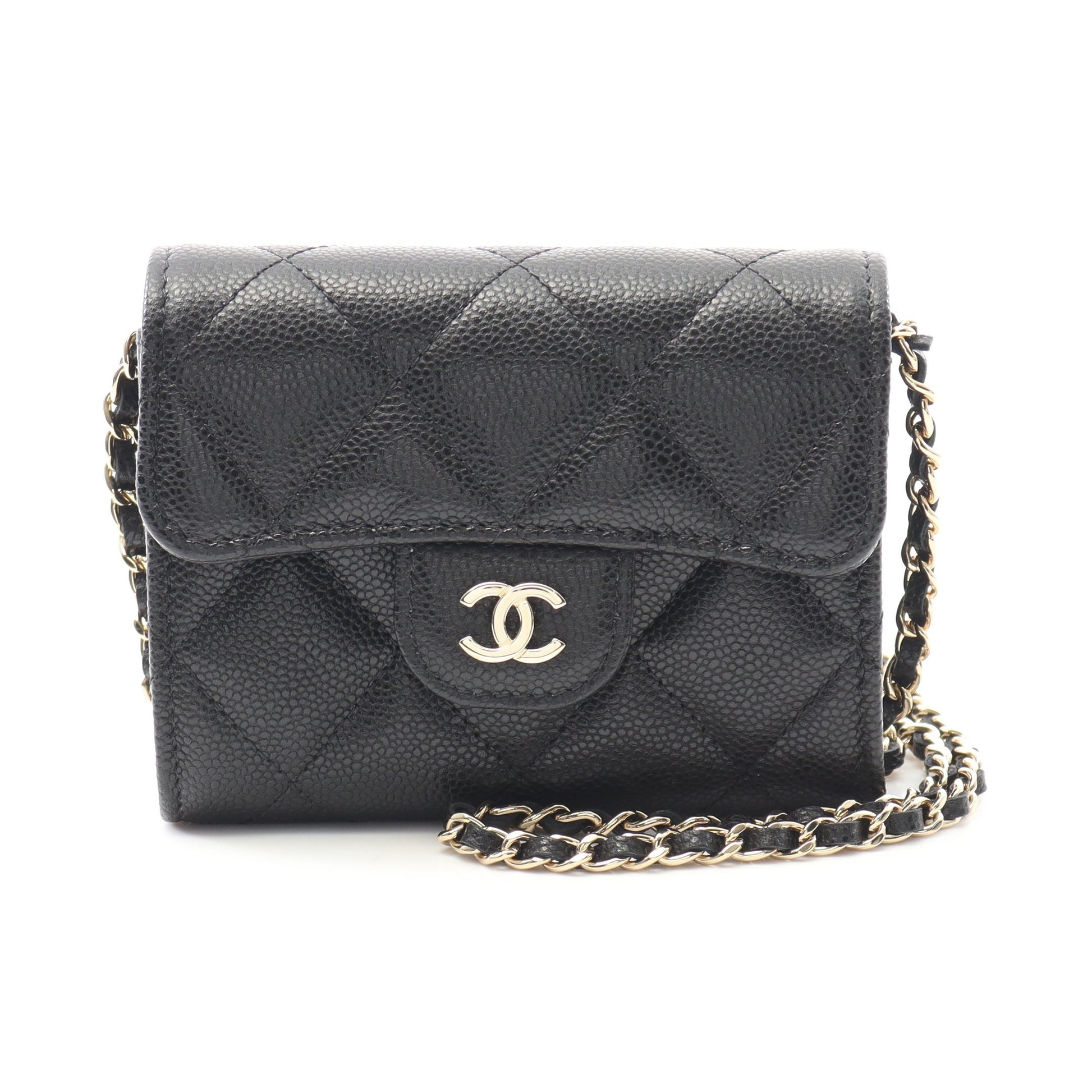 マトラッセ チェーンウォレット キャビアスキン ブラック ゴールド金具 シャネル バッグ CHANEL