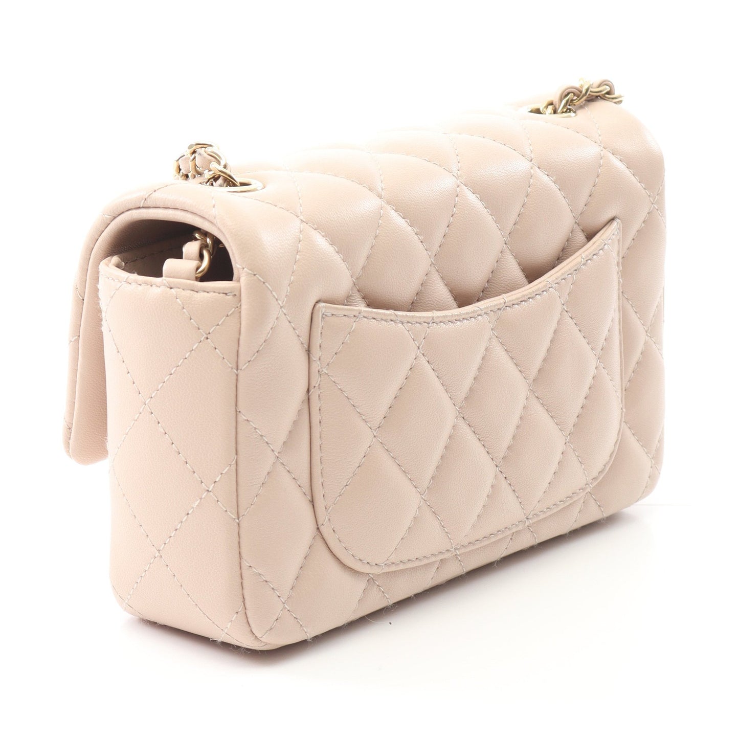 マトラッセ ミニ チェーンショルダーバッグ ラムスキン ピンクベージュ ゴールド金具 シャネル バッグ CHANEL
