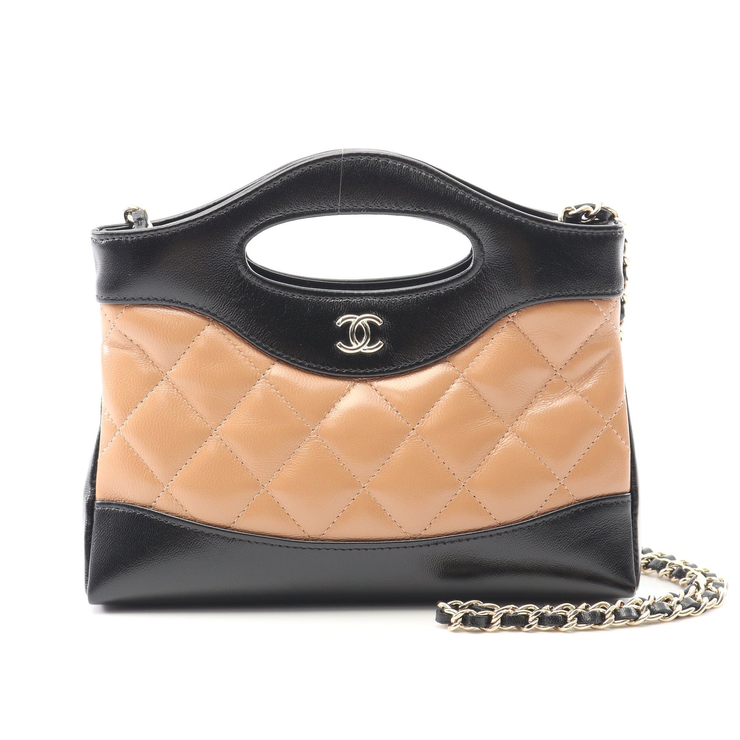 シャネル31 ナノ チェーンショルダーバッグ レザー ブラック ベージュ ゴールド金具 2WAY シャネル バッグ CHANEL