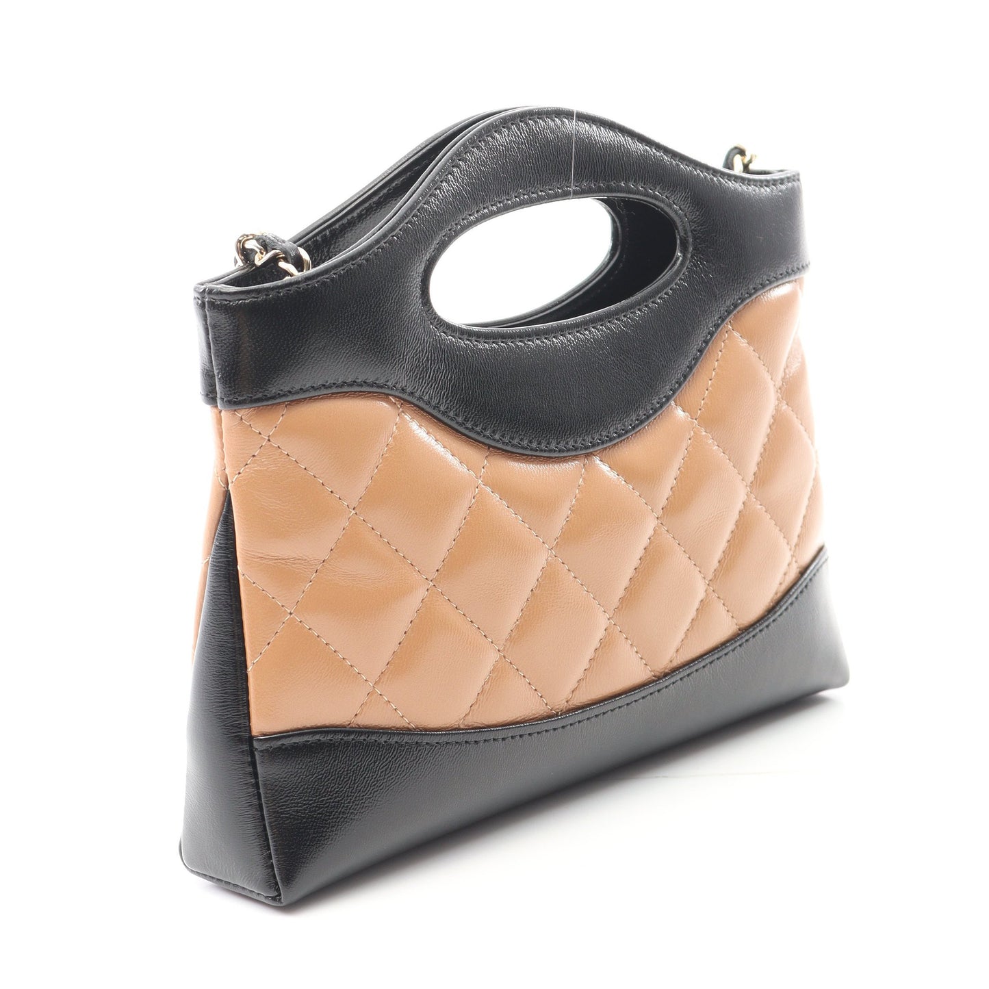 シャネル31 ナノ チェーンショルダーバッグ レザー ブラック ベージュ ゴールド金具 2WAY シャネル バッグ CHANEL