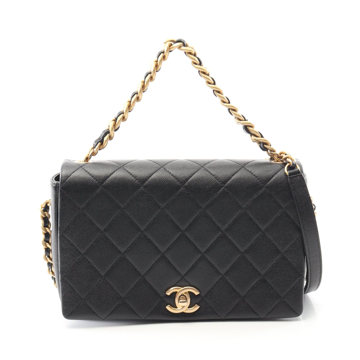 マトラッセ チェーンショルダーバッグ キャビアスキン ブラック ゴールド金具 2WAY シャネル バッグ CHANEL