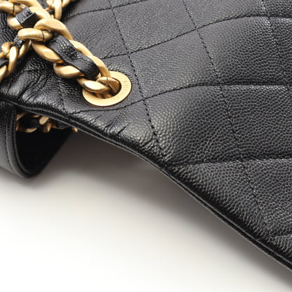 マトラッセ チェーンショルダーバッグ キャビアスキン ブラック ゴールド金具 2WAY シャネル バッグ CHANEL