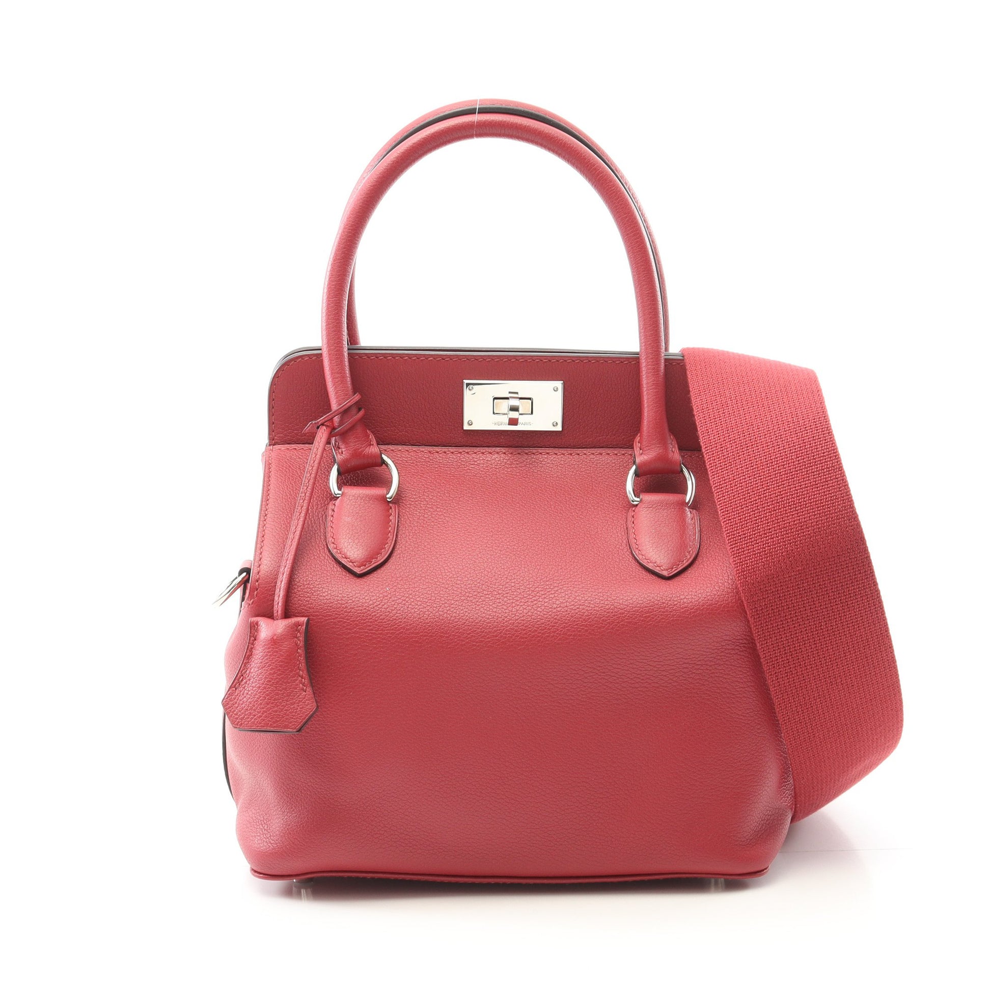 ツールボックス20 ハンドバッグ エバーカラー レッド シルバー金具 2WAY A刻印 エルメス バッグ HERMES