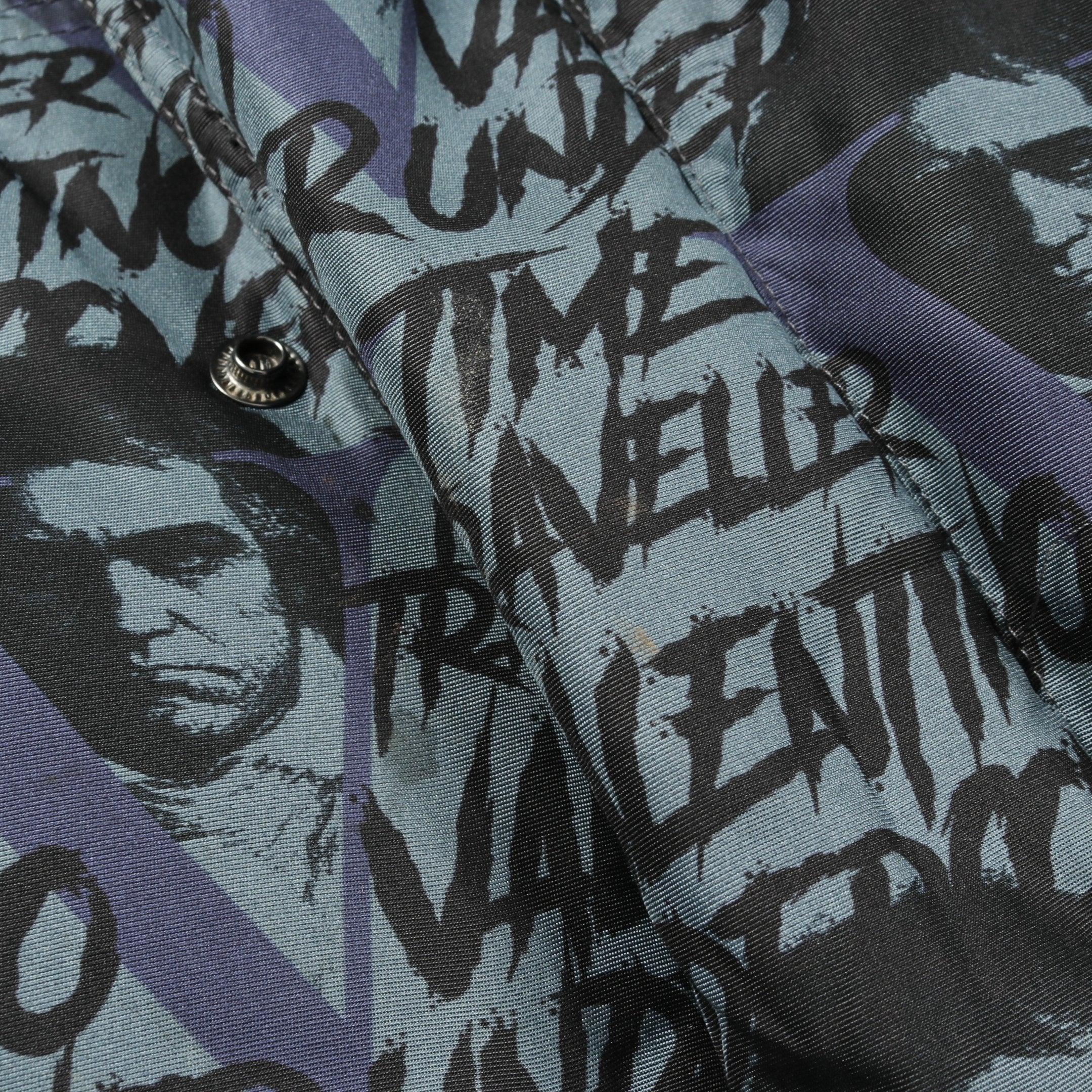 VALENTINO × UNDERCOVER ダウンジャケット 総柄 シルク ブルーグレー