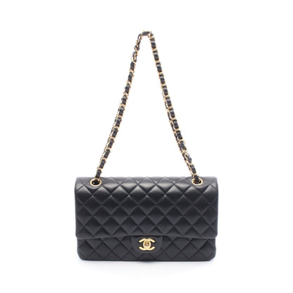 マトラッセ Wフラップ Wチェーンショルダーバッグ ラムスキン ブラック ゴールド金具 シャネル バッグ CHANEL