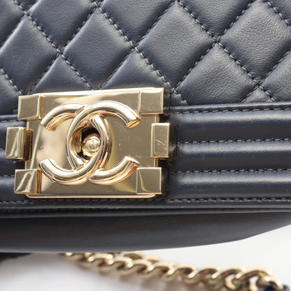 ボーイシャネル スモール チェーンショルダーバッグ ラムスキン ダークネイビー ゴールド金具 シャネル バッグ CHANEL