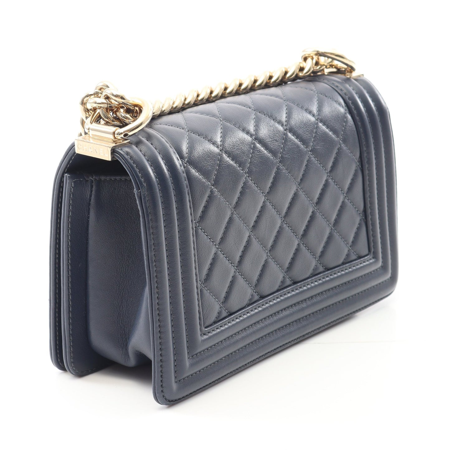 ボーイシャネル スモール チェーンショルダーバッグ ラムスキン ダークネイビー ゴールド金具 シャネル バッグ CHANEL