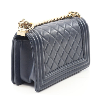 ボーイシャネル スモール チェーンショルダーバッグ ラムスキン ダークネイビー ゴールド金具 シャネル バッグ CHANEL
