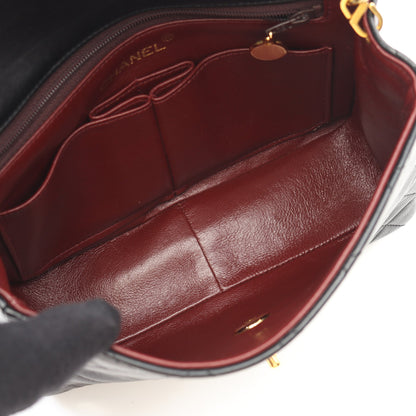 マトラッセ シングルフラップ チェーンショルダーバッグ ラムスキン ブラック ゴールド金具 シャネル バッグ CHANEL