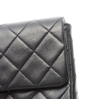 マトラッセ シングルフラップ チェーンショルダーバッグ ラムスキン ブラック ゴールド金具 シャネル バッグ CHANEL