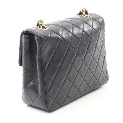 マトラッセ シングルフラップ チェーンショルダーバッグ ラムスキン ブラック ゴールド金具 シャネル バッグ CHANEL