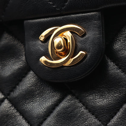 マトラッセ シングルフラップ チェーンショルダーバッグ ラムスキン ブラック ゴールド金具 シャネル バッグ CHANEL