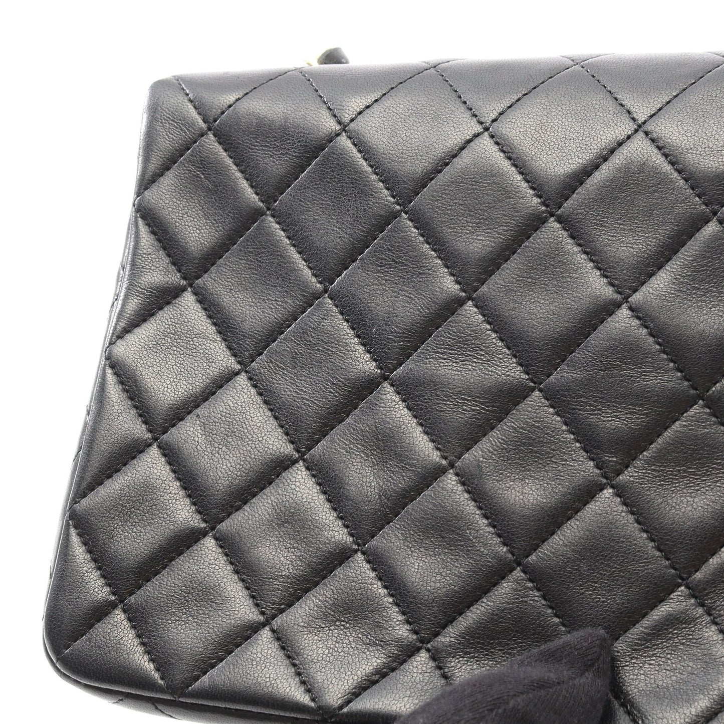マトラッセ シングルフラップ チェーンショルダーバッグ ラムスキン ブラック ゴールド金具 シャネル バッグ CHANEL