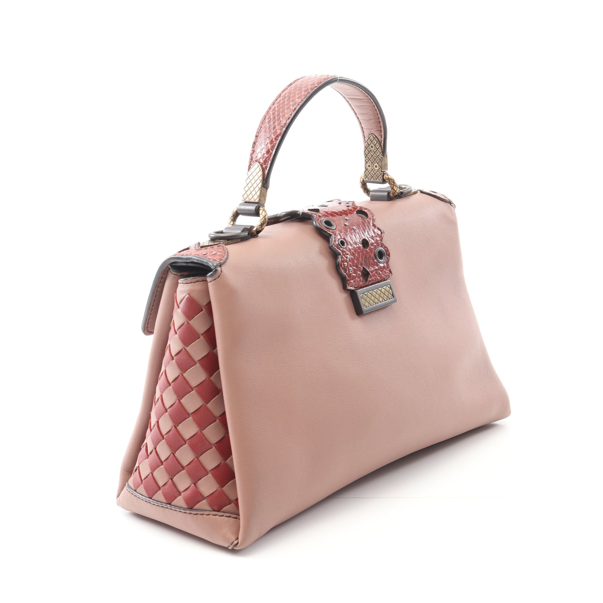 スモール ピアッツァ ハンドバッグ レザー ダスティピンク ボルドー 2WAY ボッテガヴェネタ バッグ BOTTEGA VENETA