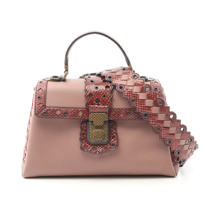 スモール ピアッツァ ハンドバッグ レザー ダスティピンク ボルドー 2WAY ボッテガヴェネタ バッグ BOTTEGA VENETA