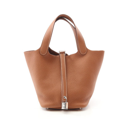 ピコタンロックPM ゴールド ハンドバッグ トリヨンクレマンス ブラウン シルバー金具 Z刻印 エルメス バッグ HERMES