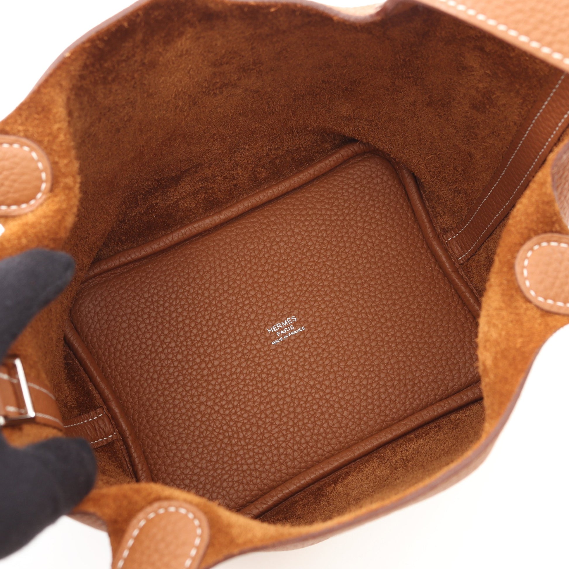 ピコタンロックPM ゴールド ハンドバッグ トリヨンクレマンス ブラウン シルバー金具 Z刻印 エルメス バッグ HERMES