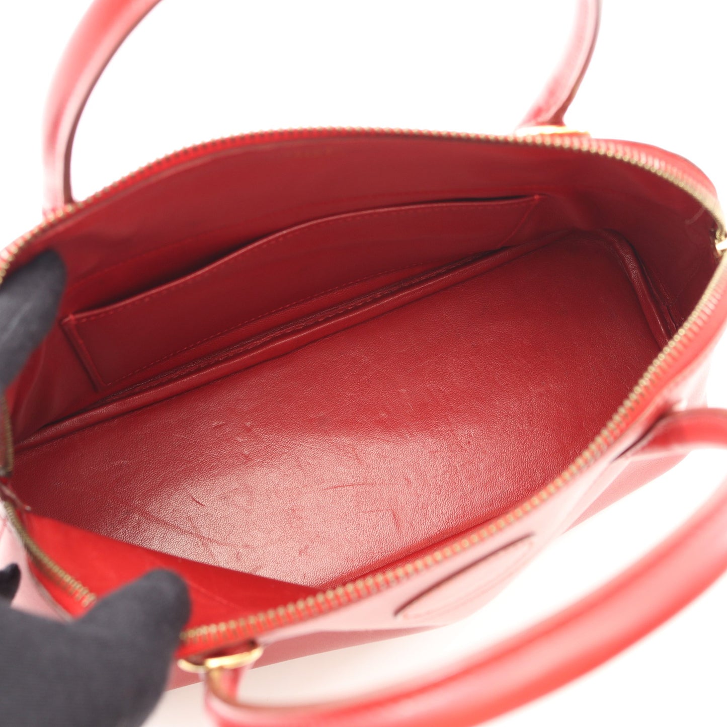 ボリード27 ルージュヴィフ ハンドバッグ ボックスカーフ レッド ゴールド金具 2WAY ○W刻印 エルメス バッグ HERMES