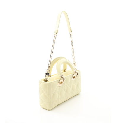 Lady D-Joy スモール カナージュ ハンドバッグ レザー ライトイエロー 3WAY クリスチャンディオール バッグ Christian Dior