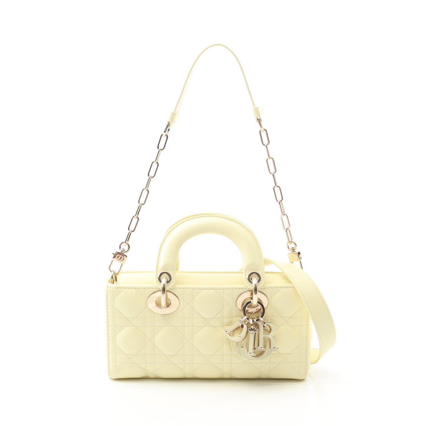 Lady D-Joy スモール カナージュ ハンドバッグ レザー ライトイエロー 3WAY クリスチャンディオール バッグ Christian Dior