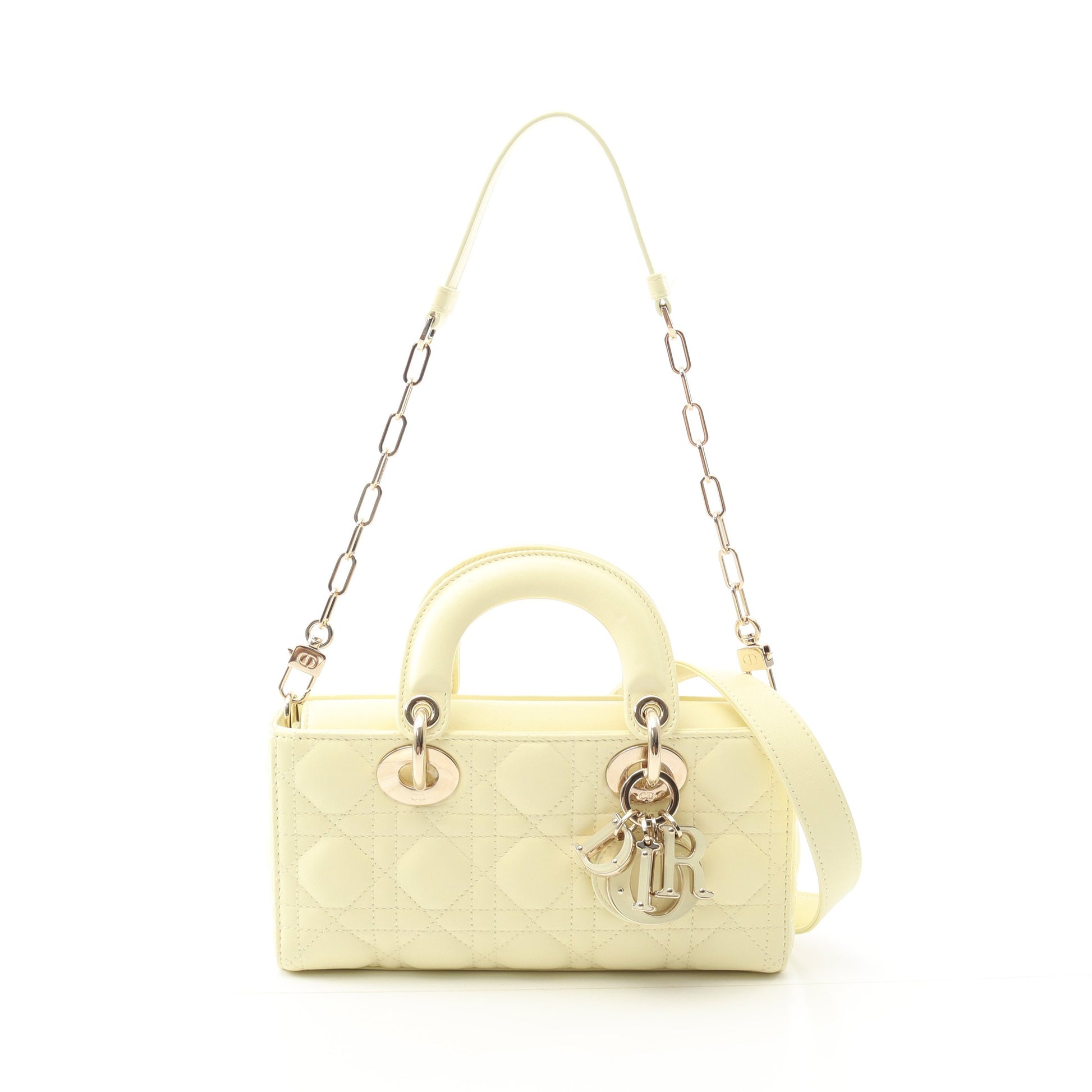 Lady D-Joy スモール カナージュ ハンドバッグ レザー ライトイエロー 3WAY クリスチャンディオール バッグ Christian Dior