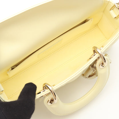Lady D-Joy スモール カナージュ ハンドバッグ レザー ライトイエロー 3WAY クリスチャンディオール バッグ Christian Dior