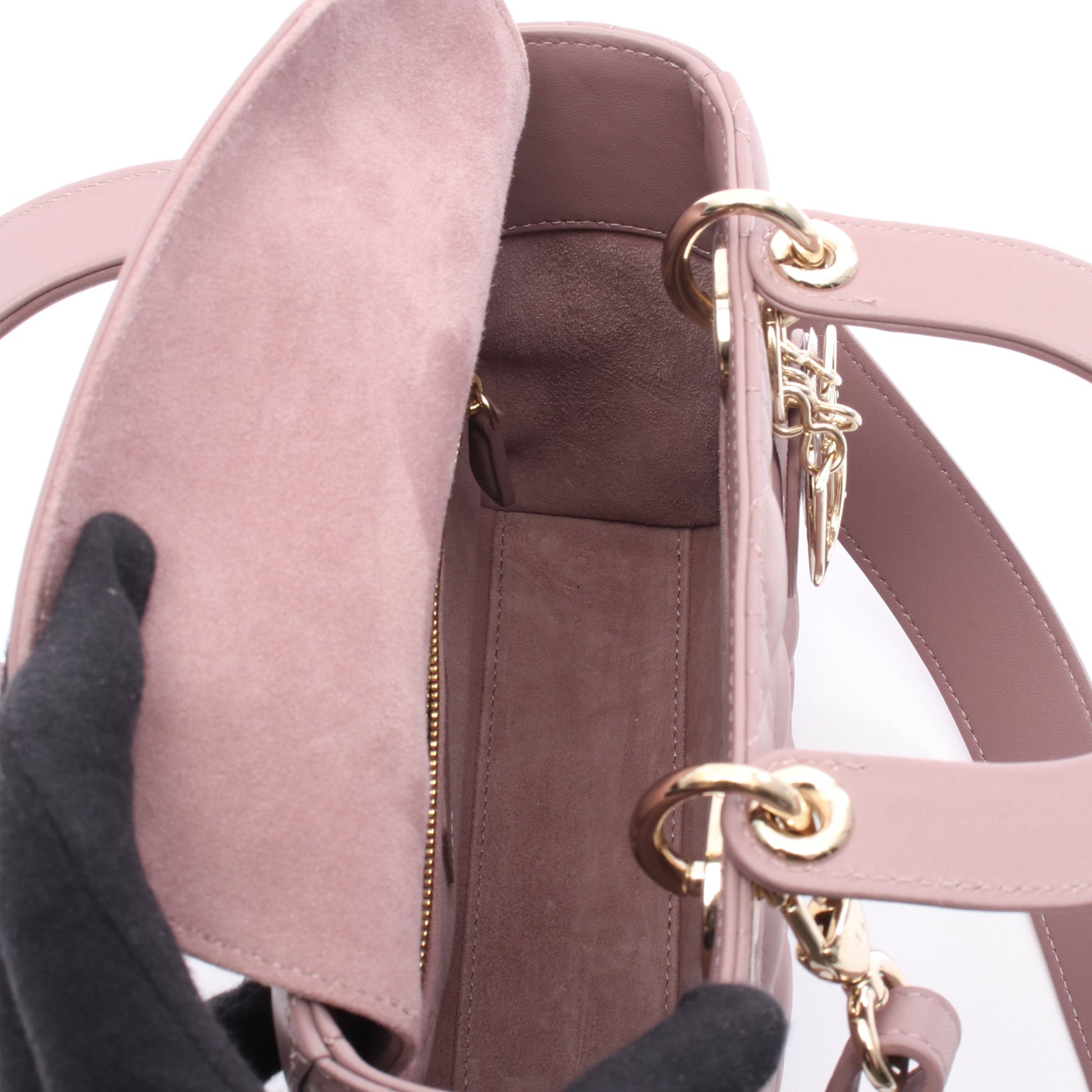 レディディオール スモール ハンドバッグ レザー ダスティピンク 2WAY クリスチャンディオール バッグ Christian Dior